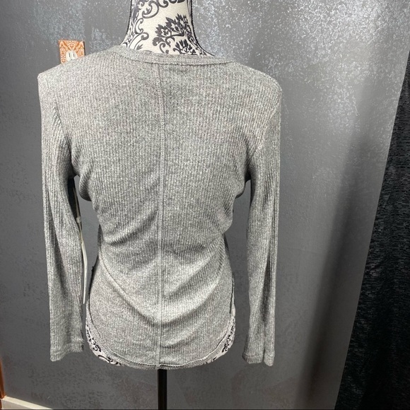 Caslon Rib Crossover Faux Wrap Blouse.  Soft lightweight.  Gray Heather - Picture 9 of 12